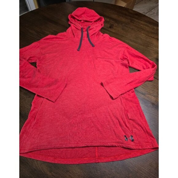Under Armour Red Long Sleeve HeatGear Hoodie M Loose Fit Lightweight Comfortable - Picture 7 of 8